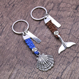 Porte-clés artisanal en forme de coquillage, en alliage de zinc, couleur bleu café, souvenir de voyage portable pour la plage, cadeau - Product Image 3