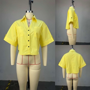 HK73077 camicie estive personalizzate moda abbigliamento femminile temperamento moda bavero <span class=keywords><strong>manica</strong></span> larga semplice camicia Casual - Product Image 3