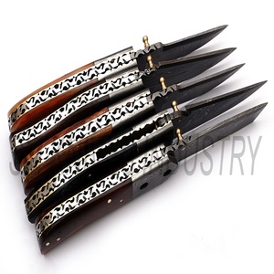 ผสมจำนวนมากของ5ที่กำหนดเองทำมือดามัสกัสพับมีดพกพากับปลอกหนัง (Smk1230) - Product Image 6