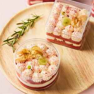 Caja grande de terciopelo rojo para pastel de Mousse, caja de plástico transparente personalizada para postres, embalaje de regalo, venta al por mayor - Product Image 5