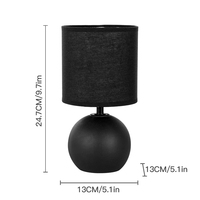 Lampe de table en céramique moderne pour une utilisation décorative, salon, chambre à coucher, bureau, abat-jour rond en tissu noir, éclairage intérieur, lampes LED