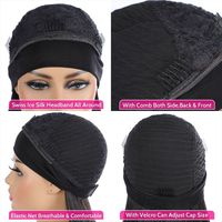 Perruques bandeau en gros sans colle, cheveux humains vierges Remy, couleur naturelle, ondulés, bouclés, pour femmes noires