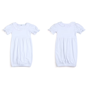 Vente flash : Robes <span class=keywords><strong>de</strong></span> <span class=keywords><strong>nuit</strong></span> pour filles d'été et d'automne, blanches pures, col rond, en coton à volants, petite robe <span class=keywords><strong>de</strong></span> <span class=keywords><strong>nuit</strong></span> pour fille - Product Image 2