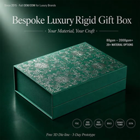 Boîte magnétique de luxe personnalisée pour bijoux en jade, vert forêt, argentée, motif floral en relief, pour pendentif, nouveau design pour le marché américain