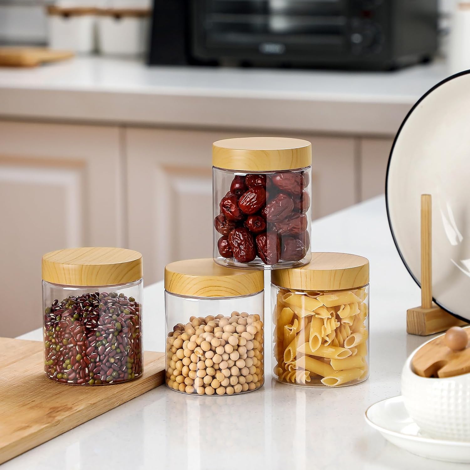 WIDE MOUTH LEAK PROOF 4oz 6oz 8oz 10oz 16oz PET Plastic Storage Containers With Lids