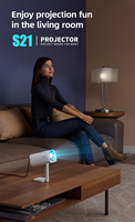 Proyektor Teleskopik Portabel Home Theater Video dengan Dukungan 4K, WiFi 5G, LED Mini, Android 12 Pabrikan Asli, dan Jarak Proyeksi Pendek