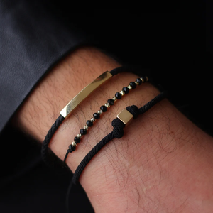 Bracelet en cuir <span class=keywords><strong>pour</strong></span> homme personnalisable avec gravure, barre en acier inoxydable plaqué or 14 carats, bracelet réglable <span class=keywords><strong>pour</strong></span> papa, mari - Product Image 2