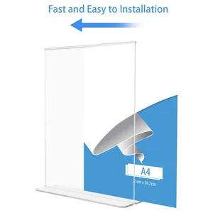 Acryl Teken Houder T Vorm 8.5X11 Plexiglas Tafel Menu Display Acryl Cilinder Stand A4 Acryl Teken Houder