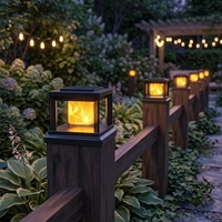 Luces Solares LED para Postes de Cerca con Efecto de Llama Parpadeante, Cubierta de Poste de Madera de Vinilo 4x4 para Jardín, Patio