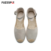 Sandales décontractées d'été pour femmes, tendance sexy, respirantes, à bout fermé, en chanvre, à lacets, antidérapantes, écologiques, style espadrille de pêcheur