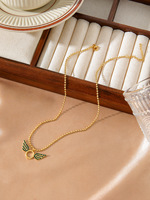 Colgante de Ángel Collar de acero inoxidable 316L con diamantes Cadena de cuentas de oro de 18K Joyería dulce que no se desvanece para mujeres con diamantes