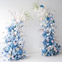 NINI Nouvelle Décoration Florale d'Arche de Mariage Bleue Ajustable en Soie Faite à la Main de Haute Qualité, Couleur Personnalisable, Centre de Table