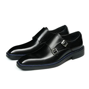 Zapatos Oxford de negocios de cuero de lujo para hombre, zapatos mocasines hechos a mano con correa de monje para hombre, zapatos de vestir formales italianos Goodyear para hombre - Product Image 1