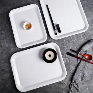 Bandejas para servir al precio de fábrica de China al por mayor bandeja para servir comida de plástico rectangular blanco liso melamina 100% - Product Image 4