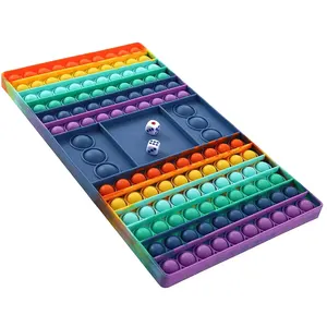 New Design Desktop Toy Big Popper Bubble Game Fidget Sensory Toys Rainbow Color Chess Board For Kids
