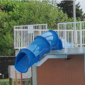 蓝色滑梯封闭水槽玻璃纤维池滑梯水上公园滑梯