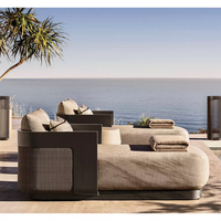 Chaise longue d'extérieur RH Style Sedona Cane, lit de repos en aluminium et osier tressé résistant aux intempéries pour piscine, patio, plage