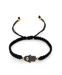 LC20260272 Bracelet artisanal en macramé tressé réglable pour femmes et hommes, motif œil bleu et main de Hamsa, vente en gros - Product Image 2