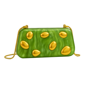 Bolso de noche de acrílico con diseño de cúpula para mujer, cartera brillante con efecto mármol, bolso de mano con cadena desmontable para salir de noche o ir a un cóctel - Product Image 5