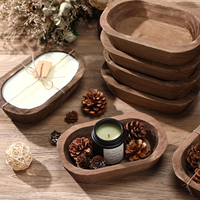 Bols en bois pour bougies, décoration intérieure, style rustique, bols à bougies en bois sculpté à la main, bois de Paulownia.
