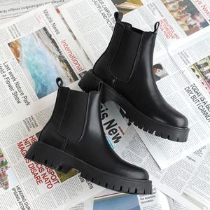 Oversize Men's High Top Cowhide Fashion Boots Comfortable Flat Bottom Black Leather for Martin Boots for Autumn Season - Product Image 3
