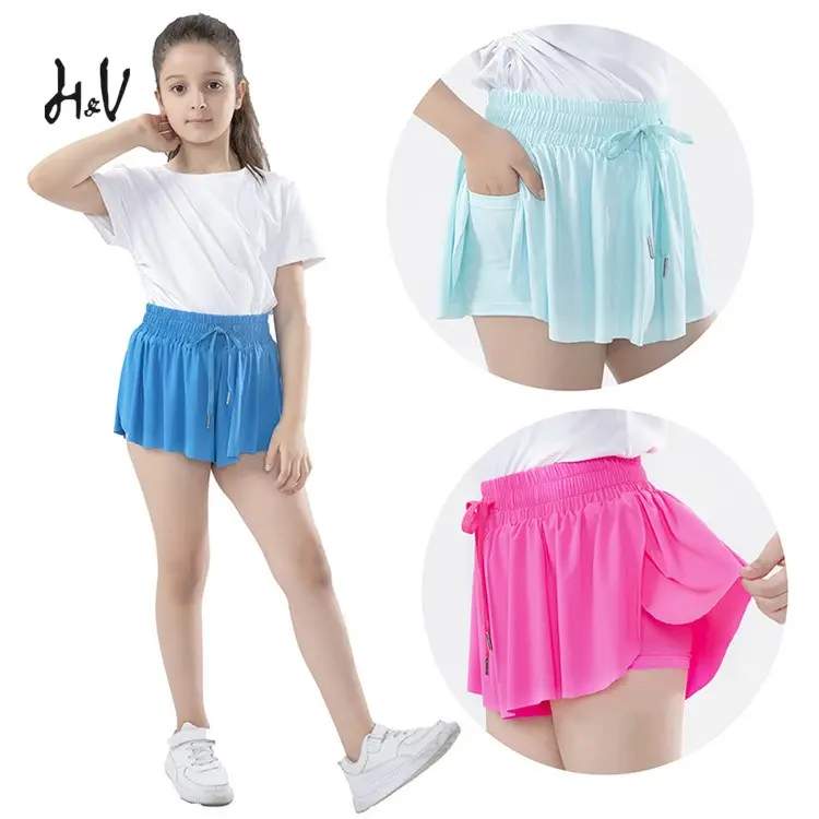 Children's Shorts Pants 2024 New Running Tennis Short For Kids Girls Skirt-shorts Teenager Pocket Sports Shorts Girl's Clothing