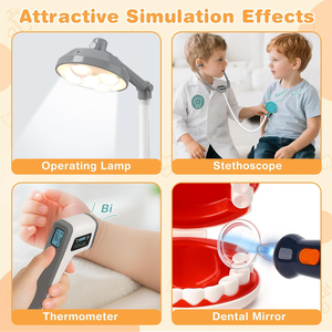 Ensemble de jouets de jeu de rôle pour enfants, médecin et infirmière, en plastique, comprenant des outils médicaux et des chariots à main avec des dents - Product Image 2
