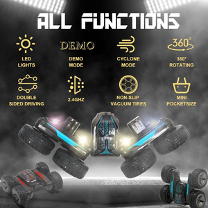 Mini ligero 2,4 GHz RC <span class=keywords><strong>Stunt</strong></span> Car doble cara 360 ° Flips 4WD luces LED giratorias todo terreno Radio Control Hobby coche remoto - Product Image 2