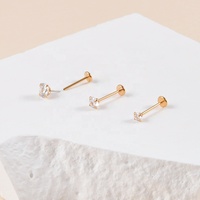 Nouveauté 2023 : Piercing Labret en Acier Chirurgical avec Zircon, Argenté, pour Lèvre, Cartilage d'Oreille, Tragus, Hélix, Daith, Mariage et Fiançailles