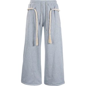 FOXA <b>Men's</b> <b>Baggy</b> Sweatpants Drawstring Elastic Waist Wide Leg Sports Track Pants Pockets Breathable 100% Cotton Long <b>Trousers</b> - Product Image 5