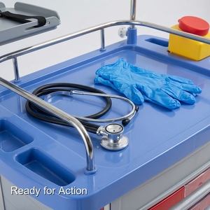 <span class=keywords><strong>Chariot</strong></span> médical robuste en acier inoxydable de Keling Medical avec trois étagères pour instruments cliniques - Product Image 2