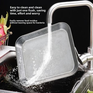 304 retro Hàn Quốc thép không gỉ Snack tấm đánh bóng cũ vuông dùng một lần kimchi món ăn cho thịt nướng trở lại trường học khách sạn - Product Image 3