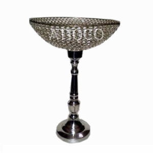 Iron Aluminum & Glass Crystal Votive Tealight <b>Candle</b> <b>Holder</b> Silver Finish Lamp Living Room Decor - Product Image 1