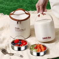 Boîte à lunch isotherme premium avec revêtement en acier inoxydable 304 et couverts pliables, boîte bento écologique pour les repas au bureau ou pour les étudiants