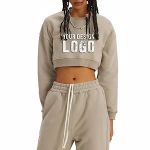 Sweat-shirt court à épaules tombantes vintage avec logo personnalisé, Spice Girls, mode décontractée, col rond épais, sweat-shirt court pour femmes - Product Image 2