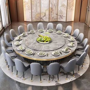 Dingyue <b>Round</b> Dining <b>Table</b> 15 Person Electric Hotel Restaurant Use Fully Automatic Induction Cooker Slab Top - Product Image 3