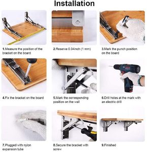 Soportes de Pared Plegables de <span class=keywords><strong>Metal</strong></span> de 14 Pulgadas, Resistentes, de Acero Inoxidable - Product Image 6