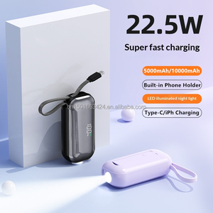 Mini <span class=keywords><strong>batterie</strong></span> <span class=keywords><strong>externe</strong></span> de poche 5000 mAh PD 22,5 W Charge rapide Mini <span class=keywords><strong>chargeur</strong></span> portable avec câbles Support de téléphone Lampe torche Affichage LED - Product Image 3