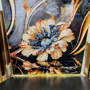 Impresiones HD para Decoración del Hogar, Póster Abstracto Dorado, Arte de Pared con Flores y Hojas, Cuadros Modulares en Lienzo, Pintura de Porcelana de Cristal - Product Image 4
