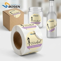 Rouleau d'étiquettes alimentaires autocollantes personnalisées et imperméables pour emballage de bouteilles de jus, de boissons et de boîtes cadeaux