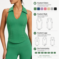 Ensemble de yoga sans couture pour femme avec logo personnalisé, haut à manches longues à demi-zip et leggings taille haute, tenue de sport 2 pièces