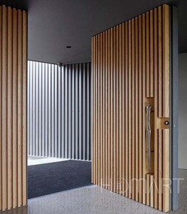 Puerta de Entrada Exterior Insonorizada con Rejilla, Panel Único, Marco de Madera con Acabado de Grano, Precolgada - Product Image 3