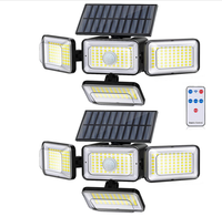 Lámpara de Pared LED Solar de Seguridad con Sensor Integrado/Independiente de 4 Cabezas para Garaje, 288/338A, con Control Remoto Infrarrojo