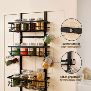 Pantry Door Organization and Storage Over <b>the</b> Door Pantry Organizer Metal Hanging Kitchen Spice Rack Can Organizer - Product Image 2