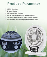 Mini ventilateur de table électrique, deux vitesses, panneau solaire, refroidissement par air, utilisation en extérieur, hôtel, alimentation par batterie, plastique, commande mécanique, LED