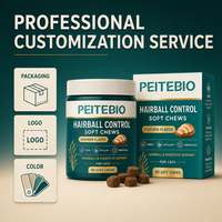 PEITEBIO Friandises à Mâcher Douces pour Chats Contre les Boules de Poils avec Fibres de Psyllium et Prébiotiques Saveur Poulet Soutien Digestif 90 Unités