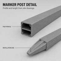 Poteau de marquage utilitaire en PRV avec service de découpe pour applications industrielles, agricoles, de jardinage et de routage
