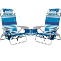 Lot de 2 chaises de plage pliantes extra larges en aluminium, inclinables à 5 positions, avec sac isotherme, porte-gobelet et téléphone, et barre porte-serviettes