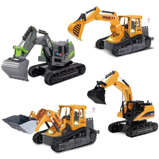 Simulation Tracked RC Excavator with Lights and Music Remote Control Excavator Toy Electric Remote Control Engineering Vehicle