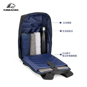 Kingsons Laptop <b>Backpack</b> 15.6 Inch Anti-Theft <b>Men</b> Business Commuter Bag Solid Color <b>Black</b> Green Blue - Product Image 3